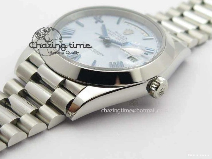 0521 Day-Date 40mm 228206 SS Noob 1:1 Best Edition Quadrant Textured Ice Blue Dial On SS Bracelet A Timeless 3801